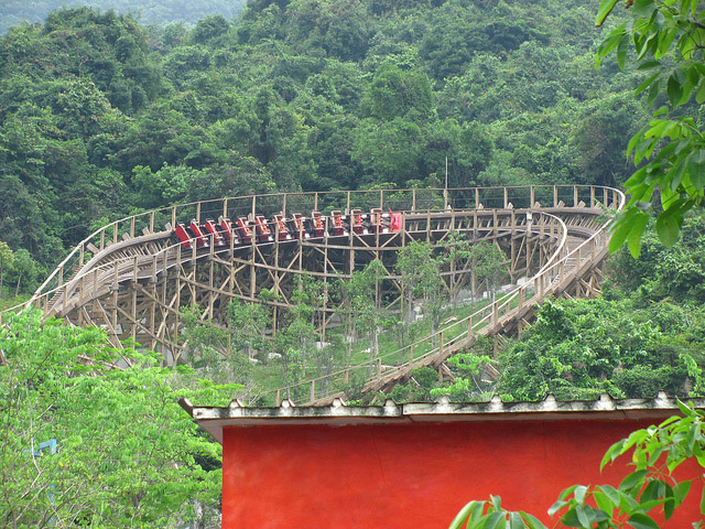 Wood Coaster POV GCI Wooden Roller Coaster Knight Valley China 木质过山车 